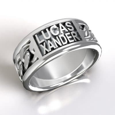 Tekst-/naamring Lucas/Xander Buddha-serie, witgoud