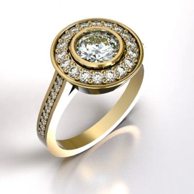 Asring Lady Di met swarovski zirkonia’s, geelgoud