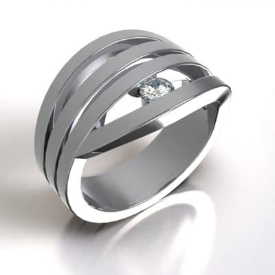 As Wikkelring met Swarovski zirkonia, zilver