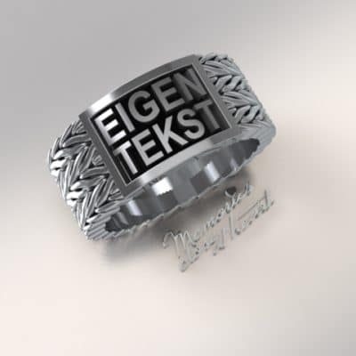 Tekst-/naamring Vossenstaart breed Buddha-serie, zilver