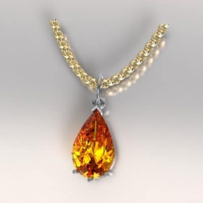 Ashanger met peervorm zirkonia champagne, zilver