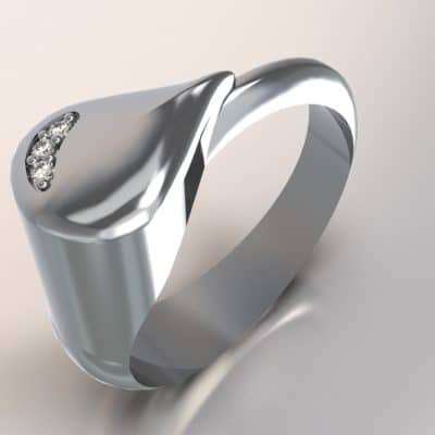 Asring Traan met witte Swarovski zirkonia, zilver