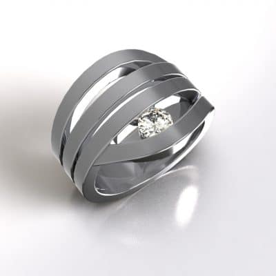 As Wikkelring grof met Swarovski zirkonia, zilver