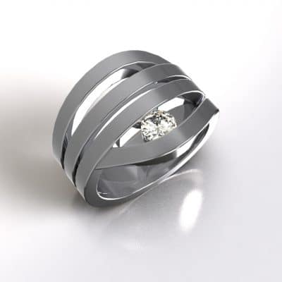 As Wikkelring grof met Swarovski zirkonia, zilver