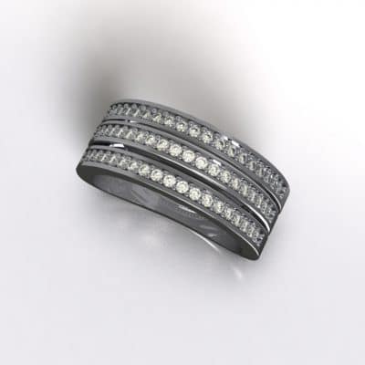 Asring 3 Banden met Swarovski zirkonia’s, zilver