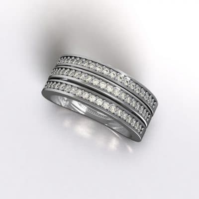 Asring 3 Banden met Swarovski zirkonia’s, witgoud