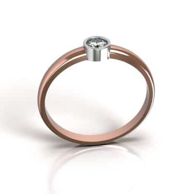 Asring Solitair O met 3,5 mm Swarovski zirkonia, roségoud/witgoud