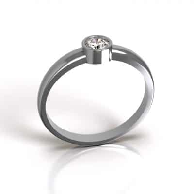 Asring Solitair O met 4 mm Swarovski zirkonia, zilver