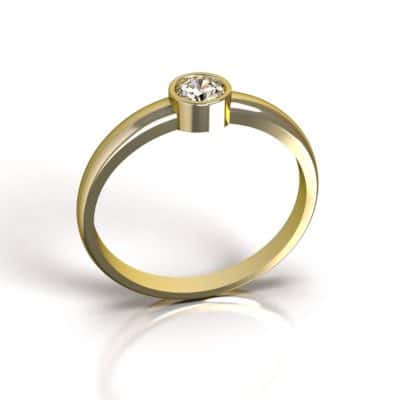 Asring Solitair O met 4 mm Swarovski zirkonia, geelgoud