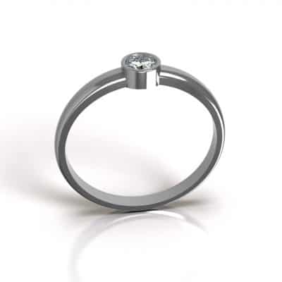 Asring Solitair O met 3,5 mm Swarovski zirkonia, zilver