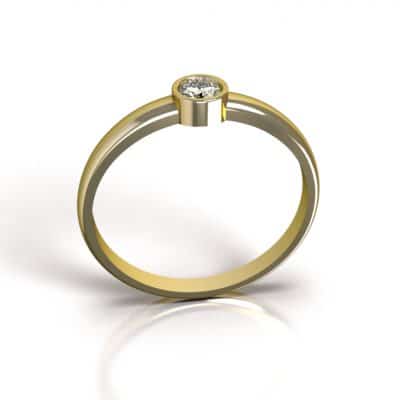 Asring Solitair O met 3,5 mm Swarovski zirkonia, geelgoud