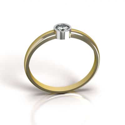 Asring Solitair O met 3,5 mm Swarovski zirkonia, geelgoud/witgoud