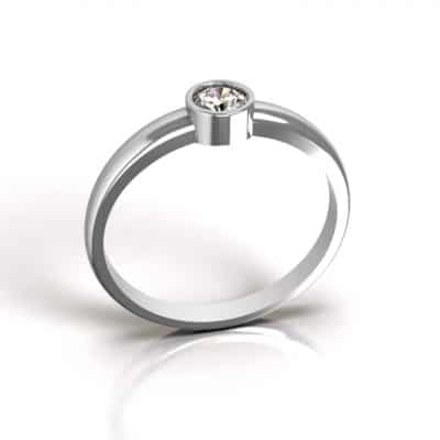 Asring Solitair O met 4 mm Swarovski zirkonia, witgoud