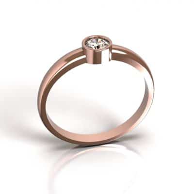 Asring Solitair O met 4 mm Swarovski zirkonia, roségoud