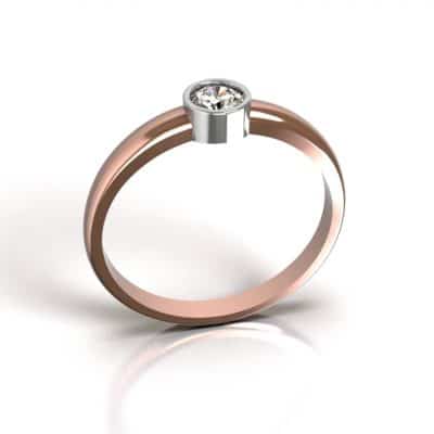 Asring Solitair O met 4 mm Swarovski zirkonia, roségoud/witgoud