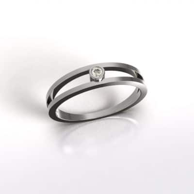 Asring Dubbele band met Swarovski zirkonia, witgoud