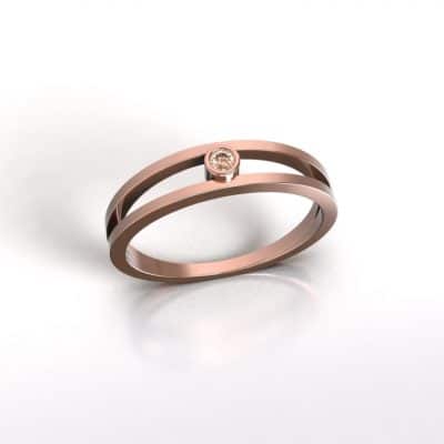 Asring Dubbele band met Swarovski zirkonia, roségoud