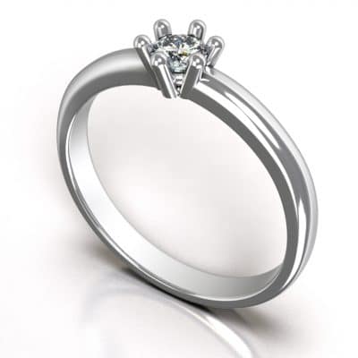 Asring Solitair Crown klein, witgoud