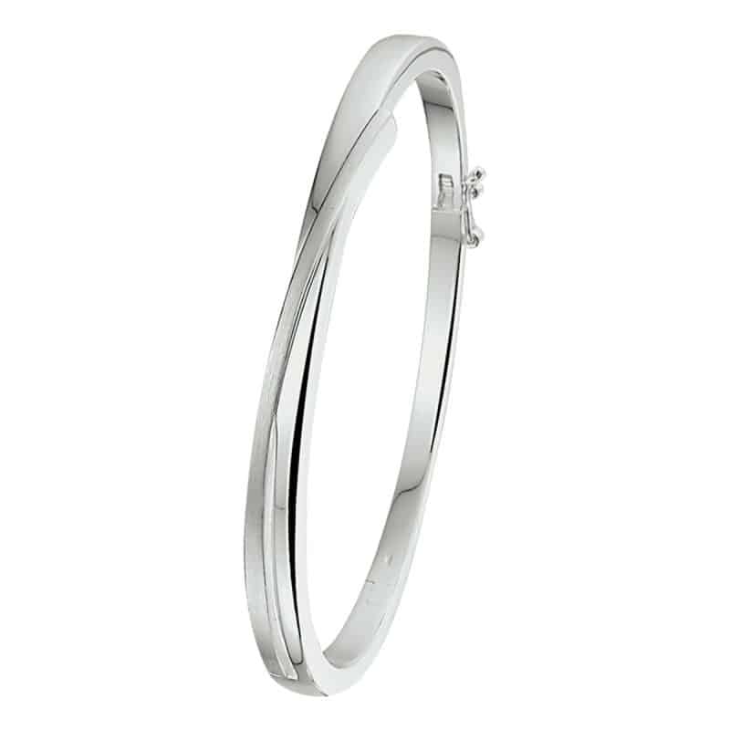 Asarmband Bangle recht met scharnier, glanzend en mat, zilver artikelnummer 1320245