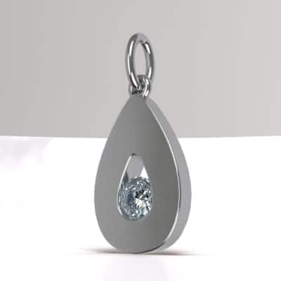 Ashanger Peervorm met Swarovski zirkonia, zilver