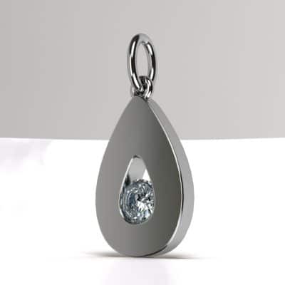 Ashanger Peervorm met Swarovski zirkonia, witgoud