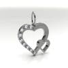 Zilveren ashanger met een groot en klein hart als symbool van de liefde. Grote hart bevat 9 zirkonia's