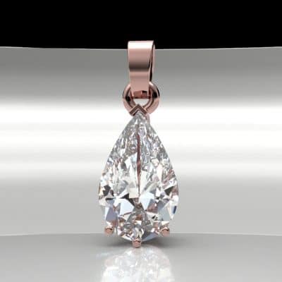 Ashanger Swarovski zirkonia wit in peervorm, roségoud