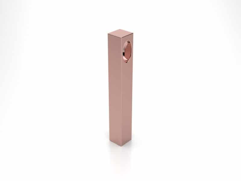 Roségouden ashanger buis vierkant 4 x 28 mm, klassieke ashanger met afgeronde randen