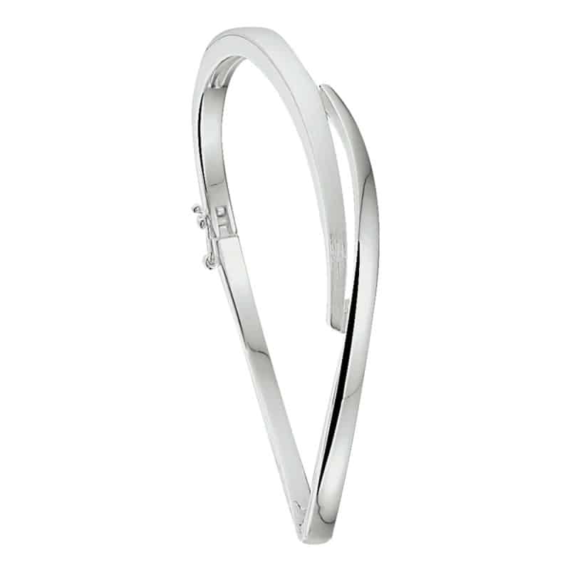 Asarmband Bangle schuin met scharnier, glanzend en mat, zilver artikelnummer 1320247