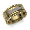 14 karaat, geelgouden asring Tears of Pearls met dubbele bolletjesranden en zichtbare as