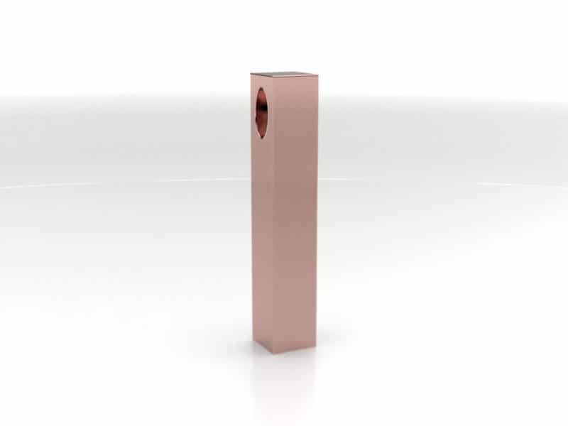 Roségouden ashanger buis vierkant 5 x 28 mm. Klassiek model meerdere varianten en maten