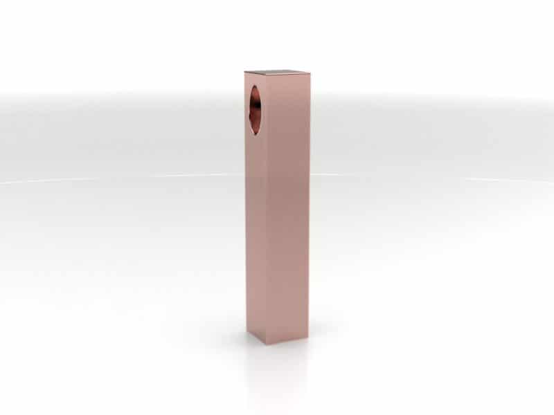 Roségouden ashanger buis vierkant 5 x 28 mm. Klassiek model meerdere varianten en maten