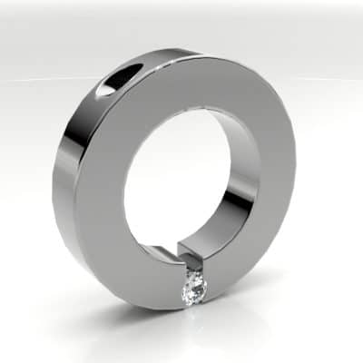 Ashanger Rond grof open met Swarovski zirkonia, zilver