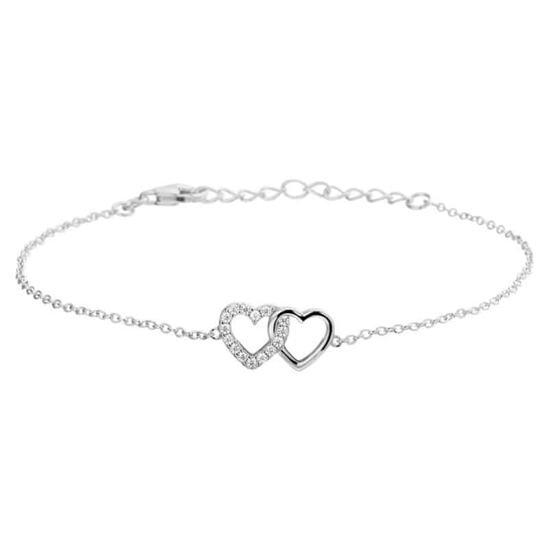 7440842314317-Asarmband met Dubbel open hart met Swarovski zirkonia's zilver-1