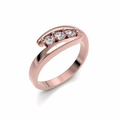 Asring Solitair slag met 3 Swarovski zirkonia’s, roségoud