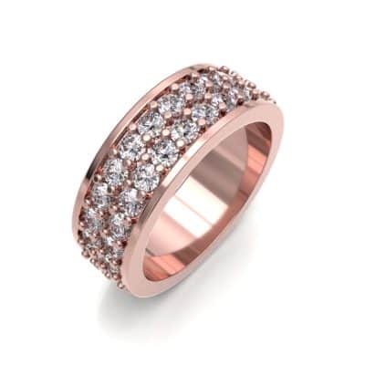 Asring met dubbele rij Swarovski zirkonia’s en gladde buitenranden, roségoud