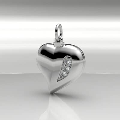 Ashanger Hart groot bol met Swarovski zirkonia’s, zilver