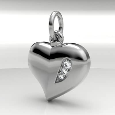 Ashanger Hart middel bol met Swarovski zirkonia’s, witgoud