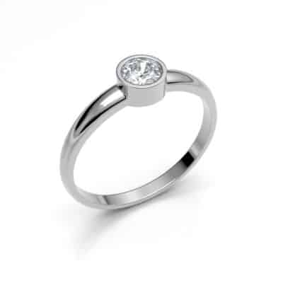 Asring Solitair O met 4,5 mm Swarovski zirkonia, zilver