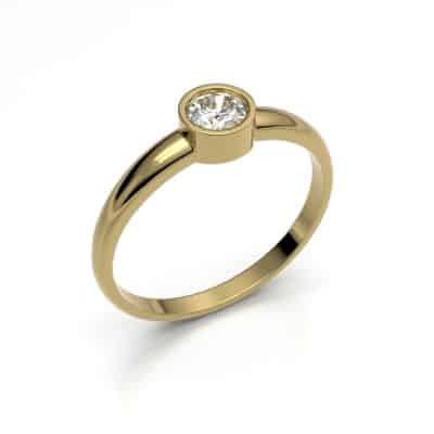 Asring Solitair O met 4,5 mm Swarovski zirkonia, geelgoud