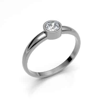 Asring Solitair O met 4,5 mm Swarovski zirkonia, witgoud