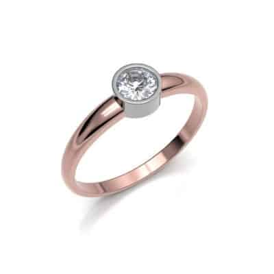 Asring Solitair O met 4,5 mm Swarovski zirkonia, roségoud/witgoud