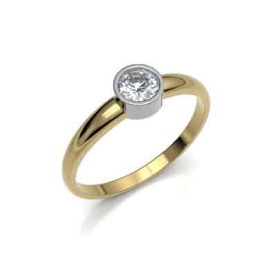 Asring Solitair O met 4,5 mm Swarovski zirkonia, geelgoud/witgoud