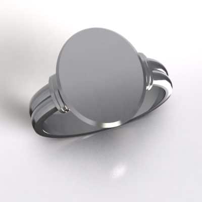 As zegelring Ovaal dubbele band, zilver
