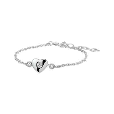 Asarmband Hart dicht met Swarovski zirkonia in midden, zilver
