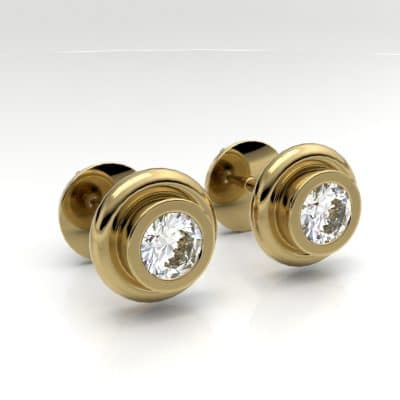 Asoorbellen Rond met Swarovski zirkonia, geelgoud