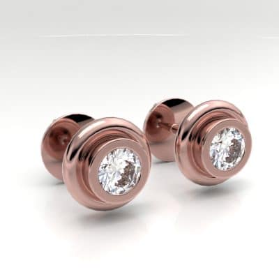 Asoorbellen Rond met Swarovski zirkonia, roségoud